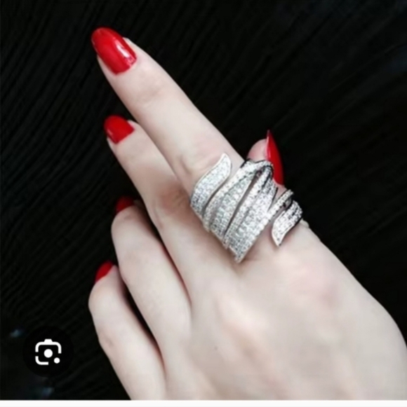 925 Sterling Silver Spiral Cocktail Ring - Picture 2 of 3